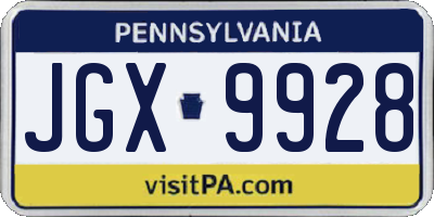 PA license plate JGX9928