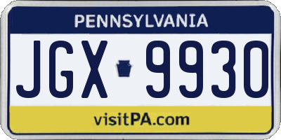 PA license plate JGX9930