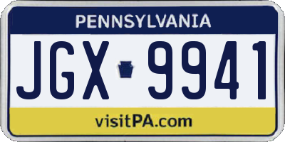 PA license plate JGX9941