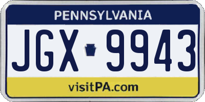 PA license plate JGX9943