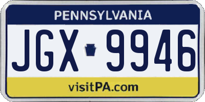 PA license plate JGX9946