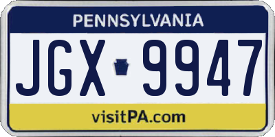 PA license plate JGX9947