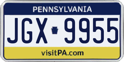 PA license plate JGX9955