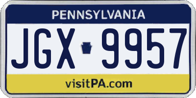 PA license plate JGX9957