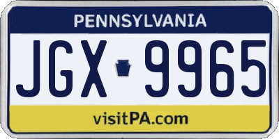 PA license plate JGX9965