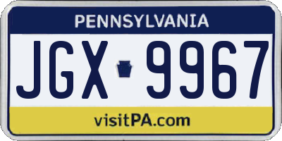 PA license plate JGX9967