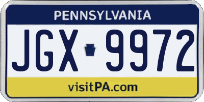 PA license plate JGX9972