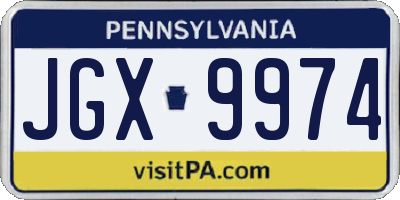 PA license plate JGX9974