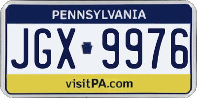 PA license plate JGX9976