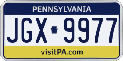 PA license plate JGX9977