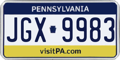PA license plate JGX9983