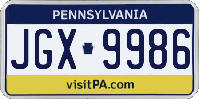 PA license plate JGX9986
