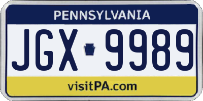 PA license plate JGX9989