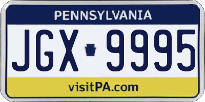 PA license plate JGX9995
