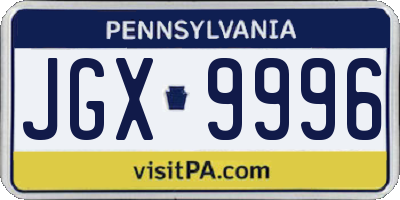 PA license plate JGX9996
