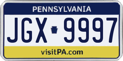 PA license plate JGX9997