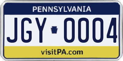 PA license plate JGY0004