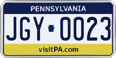 PA license plate JGY0023
