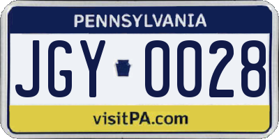 PA license plate JGY0028