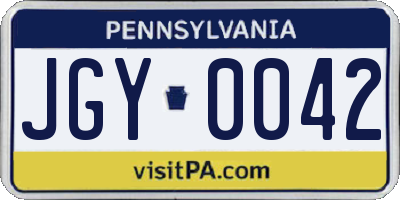 PA license plate JGY0042