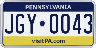 PA license plate JGY0043