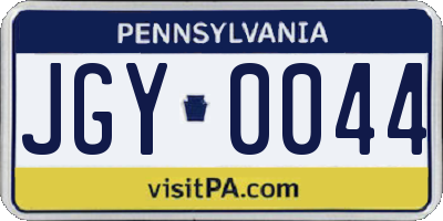 PA license plate JGY0044