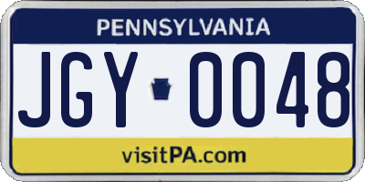 PA license plate JGY0048