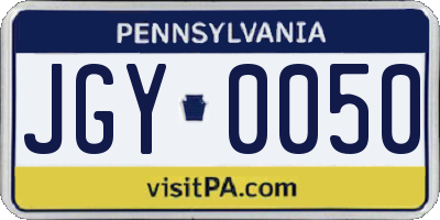 PA license plate JGY0050
