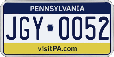 PA license plate JGY0052