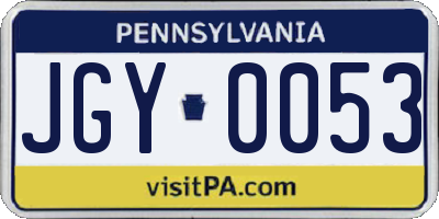 PA license plate JGY0053