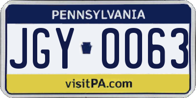 PA license plate JGY0063
