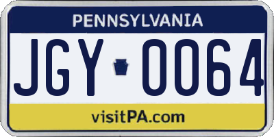 PA license plate JGY0064