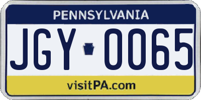 PA license plate JGY0065