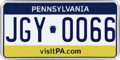 PA license plate JGY0066