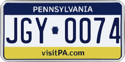 PA license plate JGY0074