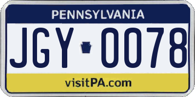 PA license plate JGY0078