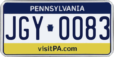 PA license plate JGY0083