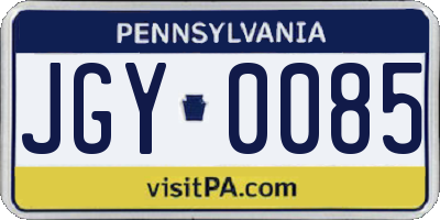 PA license plate JGY0085
