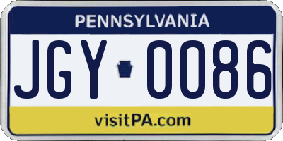 PA license plate JGY0086