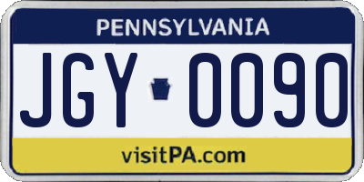 PA license plate JGY0090