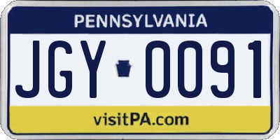 PA license plate JGY0091