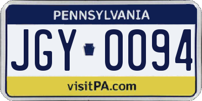 PA license plate JGY0094