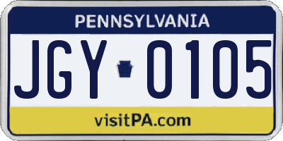 PA license plate JGY0105