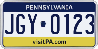 PA license plate JGY0123