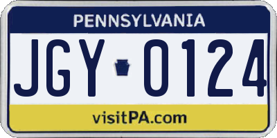 PA license plate JGY0124