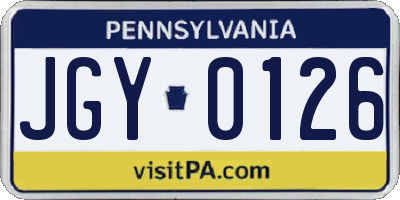 PA license plate JGY0126