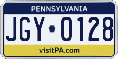 PA license plate JGY0128