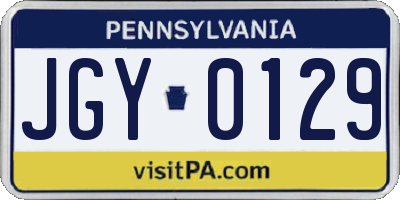 PA license plate JGY0129