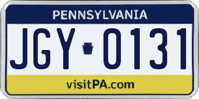 PA license plate JGY0131