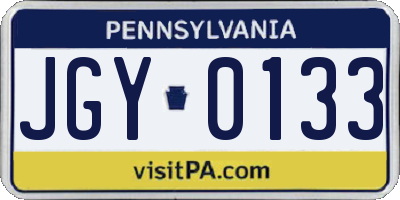 PA license plate JGY0133